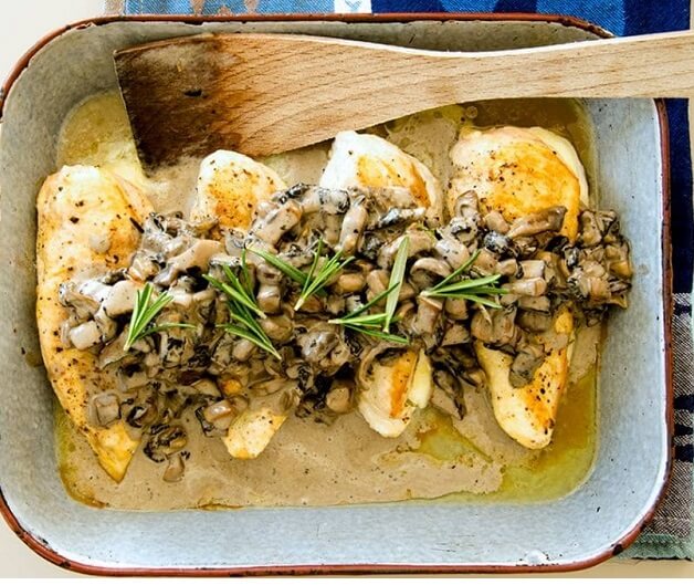 Stuffed Chicken Breasts With Potatoes And Mushroom Gravy